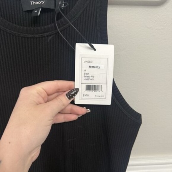 Theory Vinessi Pleated Maxi Dress Black Size M NWT $375 Classic - Picture 4 of 5